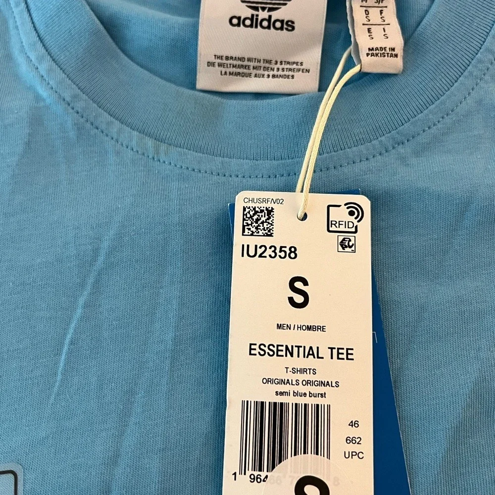 Adidas Originals Mens Essential Tee Semi Blue Burst Trefoil T-Shirt IU2358 Small